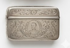 19th Century Engraved Silver Pocket Match Safe / Tobacco Box – Imperial Inscription