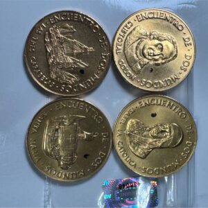 1992 Spain Quincentenary Commemorative 50 Centavos Token Set (4 Pieces)