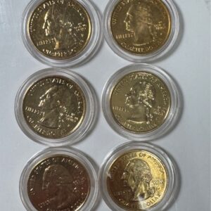 Gold-Tone State Quarter Replica Coin Set (6 Pieces)