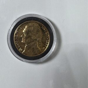 Gold-Tone Jefferson Nickel Replica Coin in Display Capsule