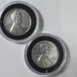 1943 Steel Lincoln Cent & 1976 Lincoln Memorial Cent Coin Pair